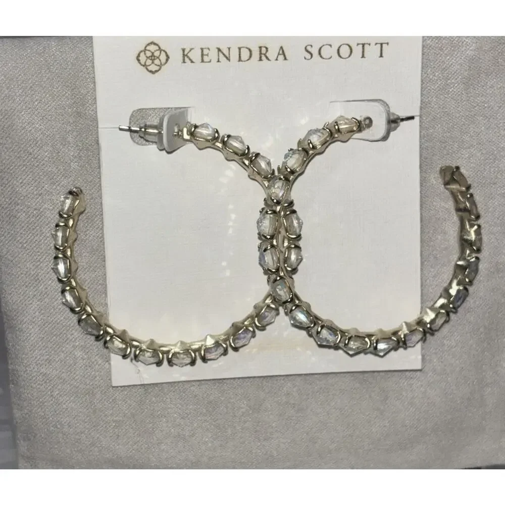 Kendra Scott Jolie Hoop Earrings Iridescent Dichroic Glass Gold Plated - Picture 4 of 12